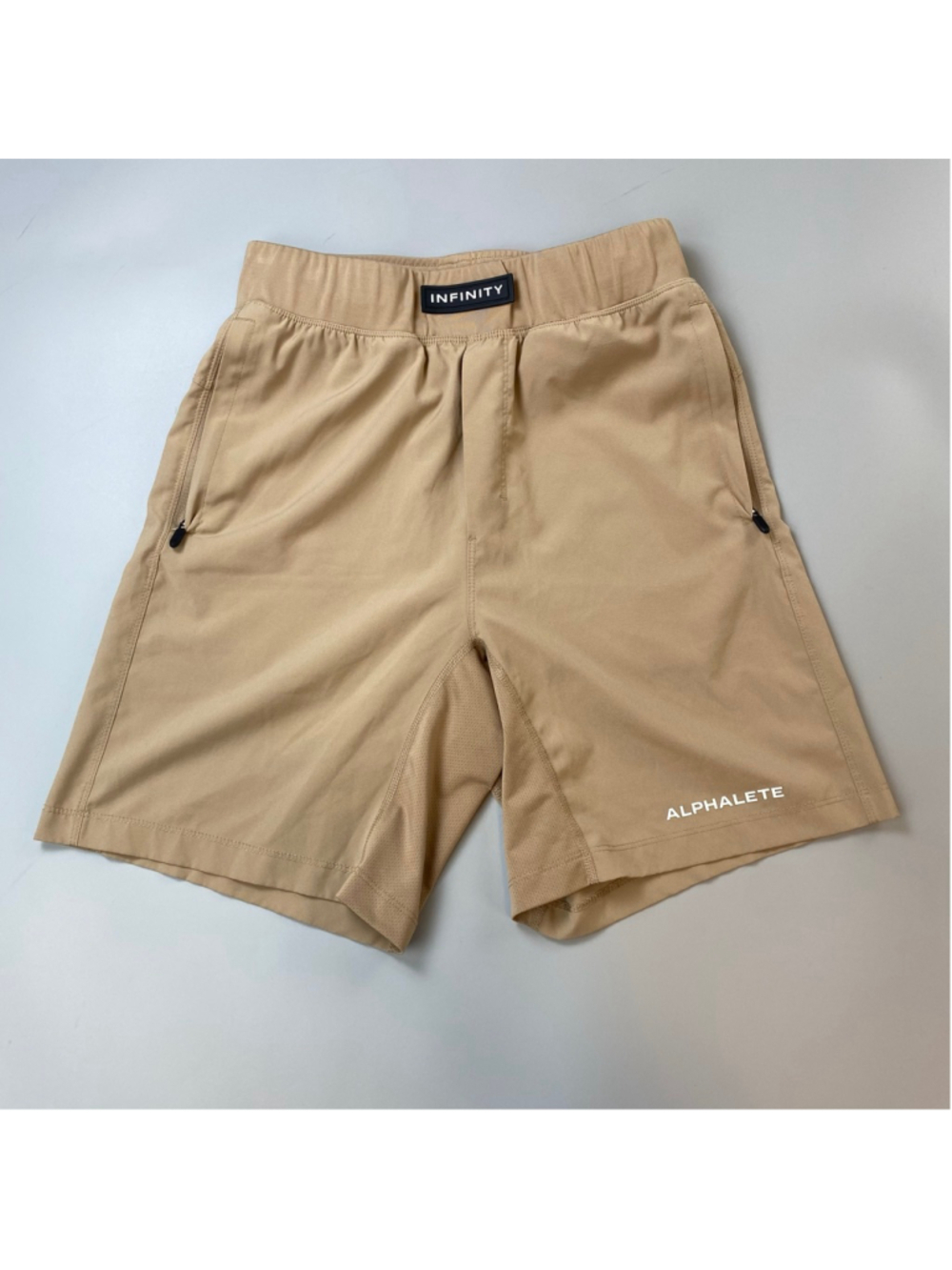 Alphalete Infinity Shorts Small Beige Athleisure Sport Technical Workout Neutral